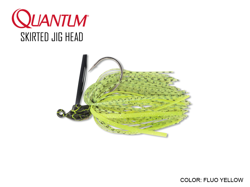 Quantum Skirted Jig head (Weight: 14gr, Color: Fluo Yellow, Hook:4/0, Pack:1pcs)